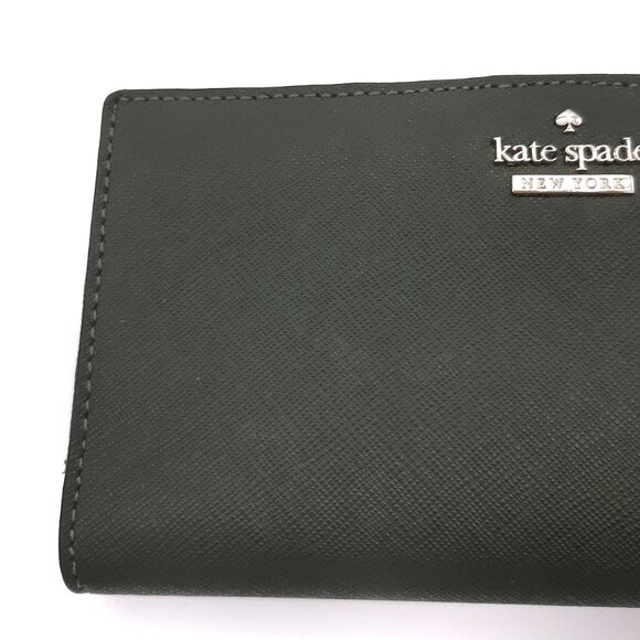 Kate Spade Olive Green & Gold Tone Leather Full Size Bifold Wallet - Picture 3 of 16